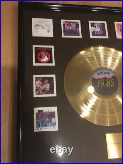 1985 Arista Gold and Platinum albums award presentation framed, 13 artists rare 1985 Arista Gold and Platinum albums award presentation framed, 13 artists rare