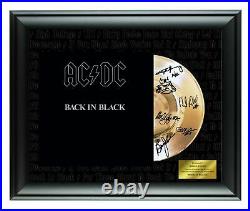 AC/DC Autographed Back In Black Album LP Gold Record Award Angus Young