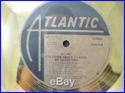 AC/DC Gold Atlantic Record FOR THOSE ABOUT TO ROCK WE SALUTE YOU Framed Award