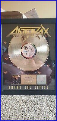 Anthrax Among The Living RIAA Gold Record Certified Sales Award