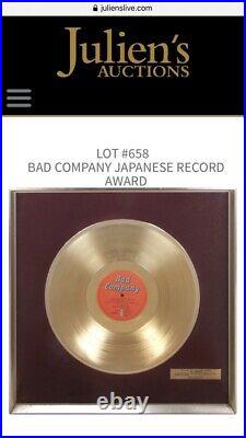 BAD COMPANY 1975 Gold Record Award Japan Rock Roll Band Music Wall Decor Art