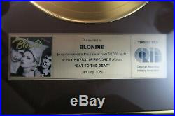 BLONDIE Eat to the Beat LP official Gold Record AWARD CRIA Canadian RARE