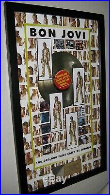 BON JOVI 100 Million Fans Can't Be Wrong RIAA Certified Gold Record Award 23x39