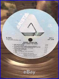 Barry Manilow RIAA Gold Record AWARD VTG 1982 Here Comes The Night