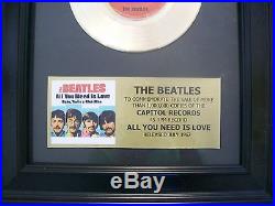 Beatles All You Need Is Love Gold 45 Record+Plaque Album Sleeve Not a Award