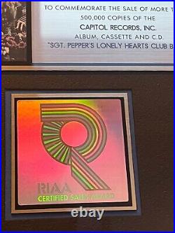 Beatles RIAA Gold Record Award Sgt. Pepper Authentic Memorabilia