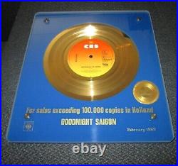 Billy Joel Authentic Gold Record Award Holland NVPI dutch RIAA BPI Unique Disc