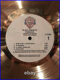 Black Sabbath Paranoid Gold Record Award
