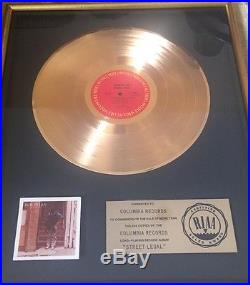 Bob Dylan Street Legal Riaa Gold Record Sales Award Columbia Records Framed Rare