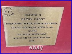 Cat Stevens Buddha and the chocolate Box GOLD RECORD AWARD LP BPI Barry Krost