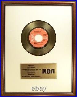 Charley Pride Kiss An Angel Good Mornin' 45 Gold Non RIAA Record Award RCA