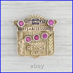 Chevrolet Sales Managers Record Club Service Award Pin 10k Gold Lab Created Ruby