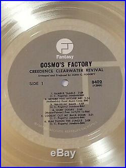 Creedence Clearwater Revival COSMO'S FACTORY RIAA White Matte Gold Record Award