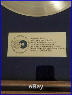 Creedence Clearwater Revival Original GERMAN Gold Record Award SUPER RARE CCR