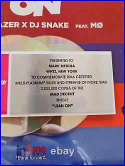 DJ Snake X Major Lazer Multi Platinum Record Award Not RIAA Lean On 2 Mil Gold