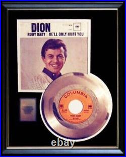 Dion Dimucci Ruby Baby 45 RPM Gold Record Rare Non Riaa Award Belmonts