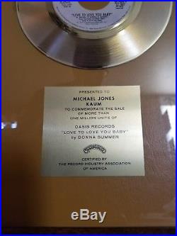 Donna Summer Love to Love You Baby Oasis/Casablanca Gold Record Award