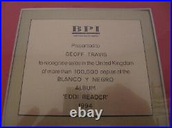 Eddi Reader 1994 Uk Bpi Gold Award To Geoff Travis At Blanco Y Negro Records