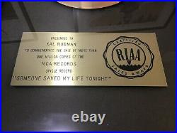Elton John original 1975 RIAA gold award for someone saved my life tonight