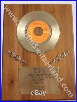 Elvis Presley 1972 RCA In-House Gold Record Award for BURNING LOVE