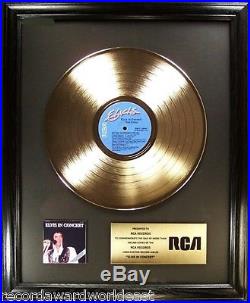 Elvis Presley Elvis In Concert LP Gold Non RIAA Record Award To RCA Records