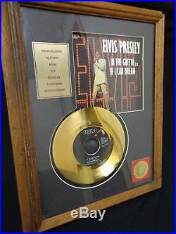 Elvis Presley Gold Plated Record Million Seller Award In The Ghetto Frame
