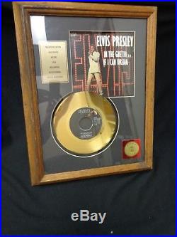Elvis Presley Gold Plated Record Million Seller Award In The Ghetto Frame
