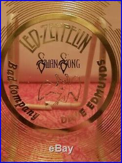 Extremely Rare Led Zeppelin Gold Promo Lp Swan Song Acrylic Award Bad Company
