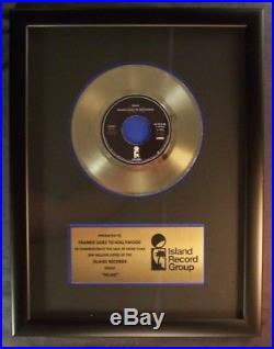 Frankie Goes To Hollywood Relax 45 Gold Non RIAA Record Award Island Records