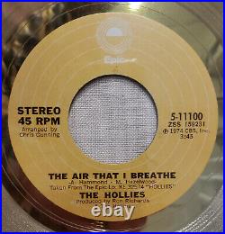 Genuine HOLLIES White Matte RIAA Gold Record Award for THE AIR THAT I BREATHE 45