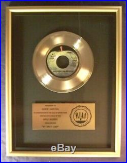 George Harrison My Sweet Lord 45 Gold RIAA Record Award Apple Records