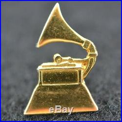 Grammy Award Lapel Pin 14k Yellow Gold Antique Gramophone Record Collector