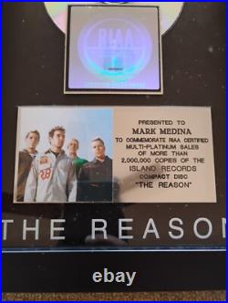 Hoobastank The Reason RIAA Multi Platinum Gold Record Award Rare 2 Mil Rock Hoobastank The Reason RIAA Multi Platinum Gold Record Award Rare 2 Mil Rock