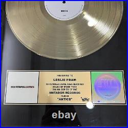 Interpol Antics RIAA Gold Record Album Music Memorabilia Award Plaque