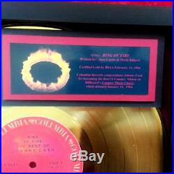 JOHNNY CASH Ring of Fire GOLD Record Award 1964 Original Authentic COA