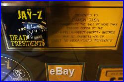 Jay-Z Dead Presidents RIAA Gold Platinum Record Award presented to Dame Dash