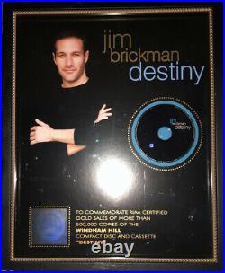 Jim Brickman GOLD RECORD Destiny RIAA Award Pop Music Memorabilia Piano RARE