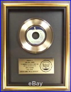 John Lennon Instant Karma 45 Gold RIAA Record Award Apple Records