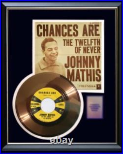 Johnny Mathis Chances Are 45 RPM Gold Record Rare Non Riaa Award Johnny Mathis Chances Are 45 RPM Gold Record Rare Non Riaa Award