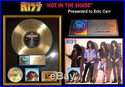 KISS Authentic RIAA GOLD RECORD AWARD HOT IN THE SHADE. ERIC CARR LAST ALBUM