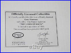 KISS Band GENE SIMMONS Lord Of Rock 24kt Gold Record Award Plaque with CoA 2008