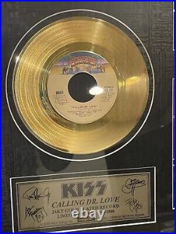 KISS OFFICIAL CALLING DR LOVE 24K FRAMED GOLD RECORD AWARD (Rare/Ltd Edition)