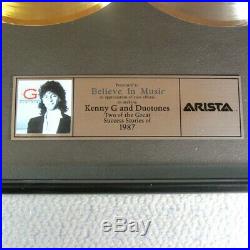 Kenny G Duotones Arista Label (in-house) Gold / Platinum Award Issued 1987
