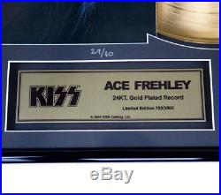 Kiss Ace Frehley Signed Autographed Gold Record Award