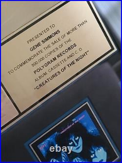 Kiss Creatures Of The Night Riaa Record Award, Gold, Rare, Gene Simmons, Carr