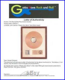 Klaus Voormann's Plastic Ono Band John Lennon RIAA White Matte Gold Record Award