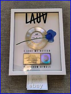 LAUV I Like Me Better RIAA Album Award Platinum 1 Mi Gold Music Record Rare Note