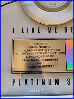 LAUV I Like Me Better RIAA Album Award Platinum 1 Mi Gold Music Record Rare Note