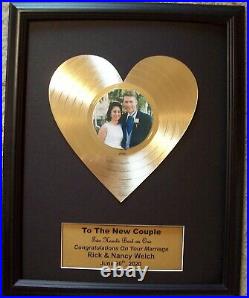 Laser Cut Heart Gold LP Record Award Trophy Valentine's Wedding Anniversary Gift