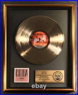 Led Zeppelin Coda Gold RIAA Record Award Swan Song Records To Jimmy Page